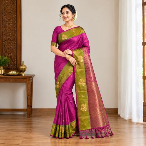 Magenta Pink Silk Saree