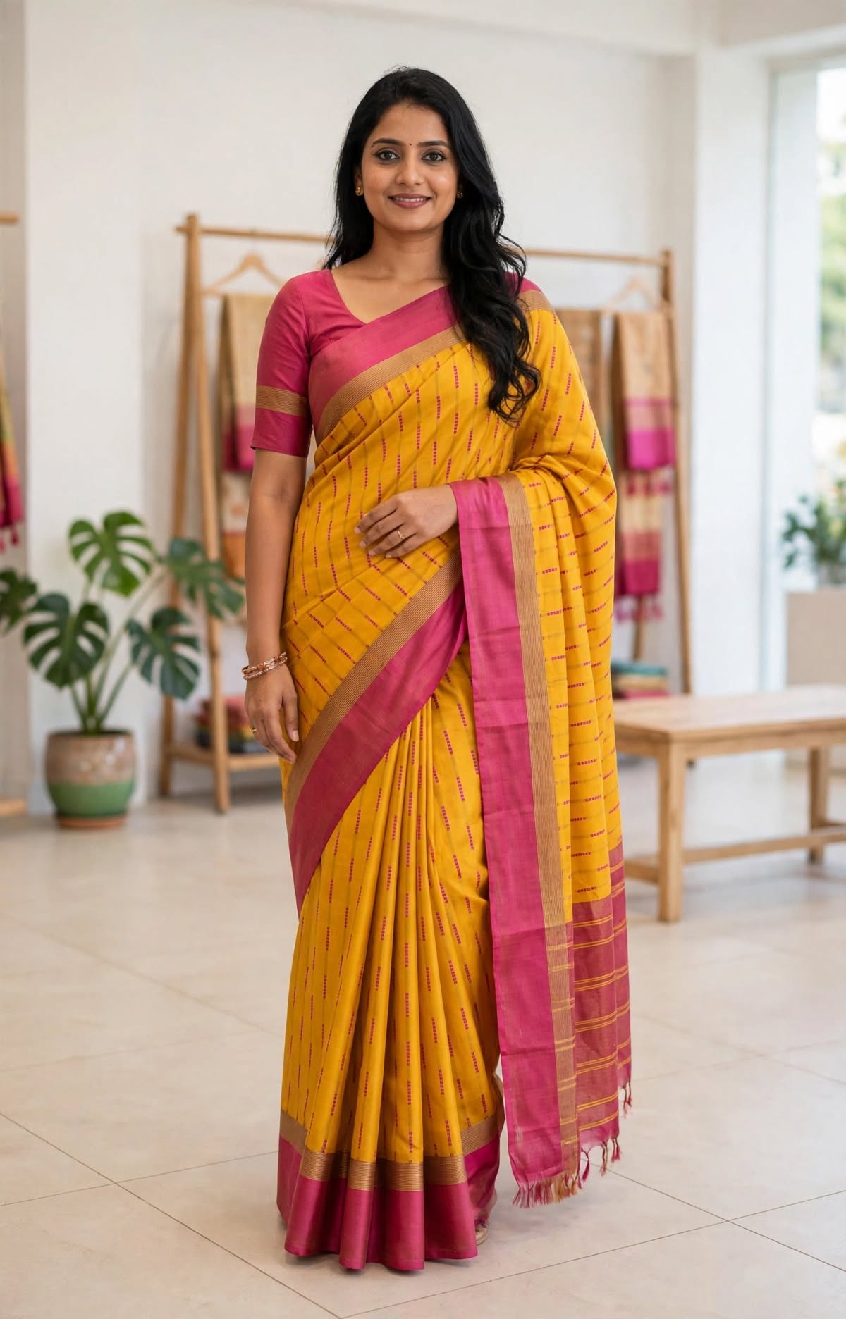 UNIFORM Women's Premium Crepe Silk Printed Saree with Blouse - Image 4