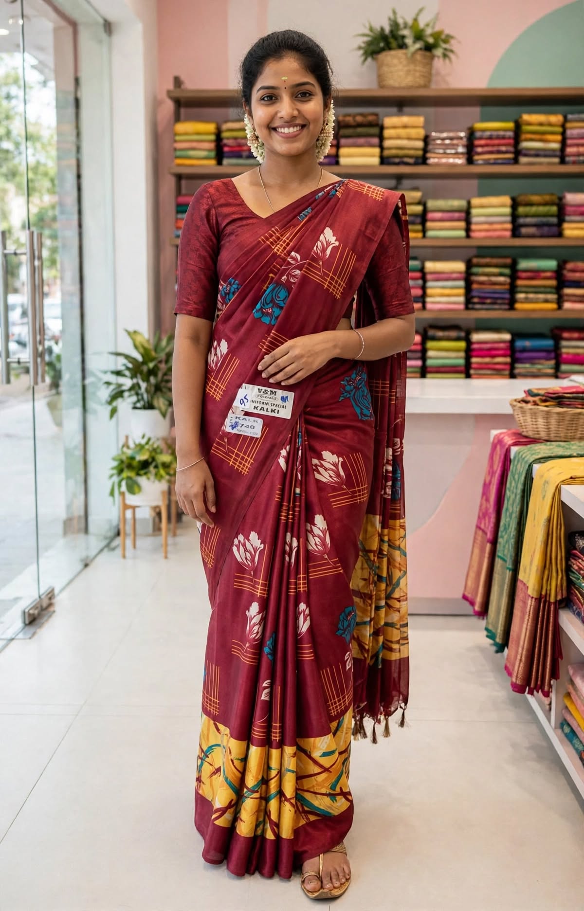 UNIFORM Women's Premium Crepe Silk Printed Saree with Blouse - Image 8