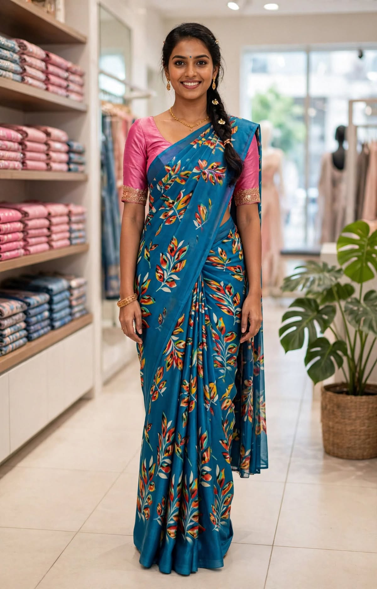 UNIFORM Women's Premium Crepe Silk Printed Saree with Blouse - Image 9