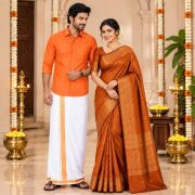 Traditional Woven Jacquard Saree & Shirt Combo