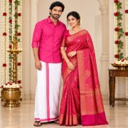 Traditional Woven Silk Saree & Shirt Combo