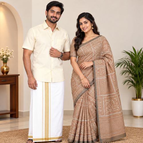 Sandal Shirt & Saree Combo