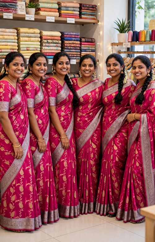 UNIFORM Women's Premium Crepe Silk Printed Saree with Blouse