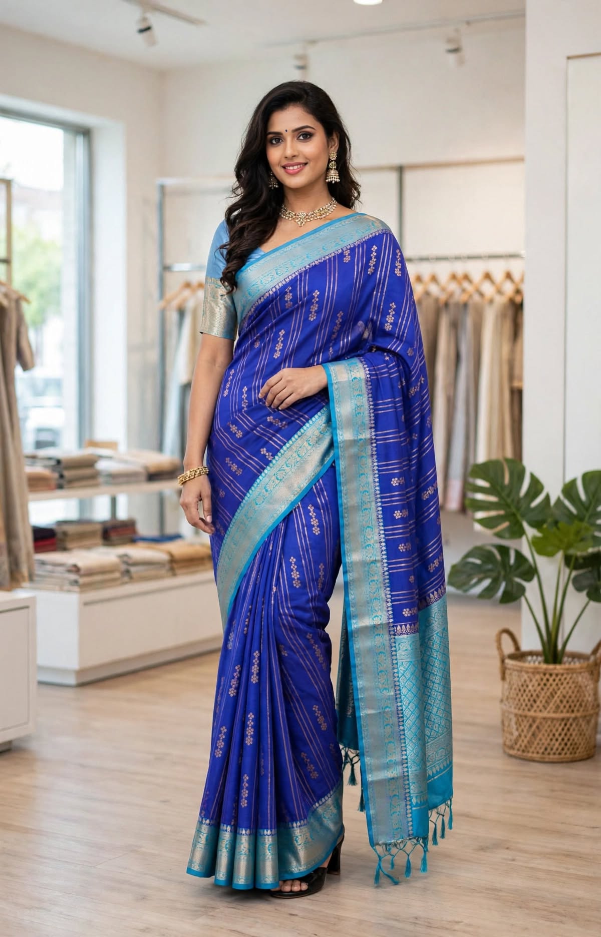 UNIFORM Women's Premium Crepe Silk Printed Saree with Blouse - Image 2