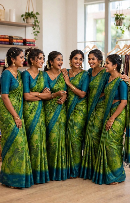 UNIFORM Women's Premium Crepe Silk Printed Saree with Blouse